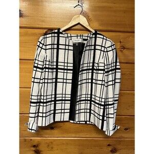 Jones Studio Separates Jacket White Black Blazer Lined Stretch Women Size 6